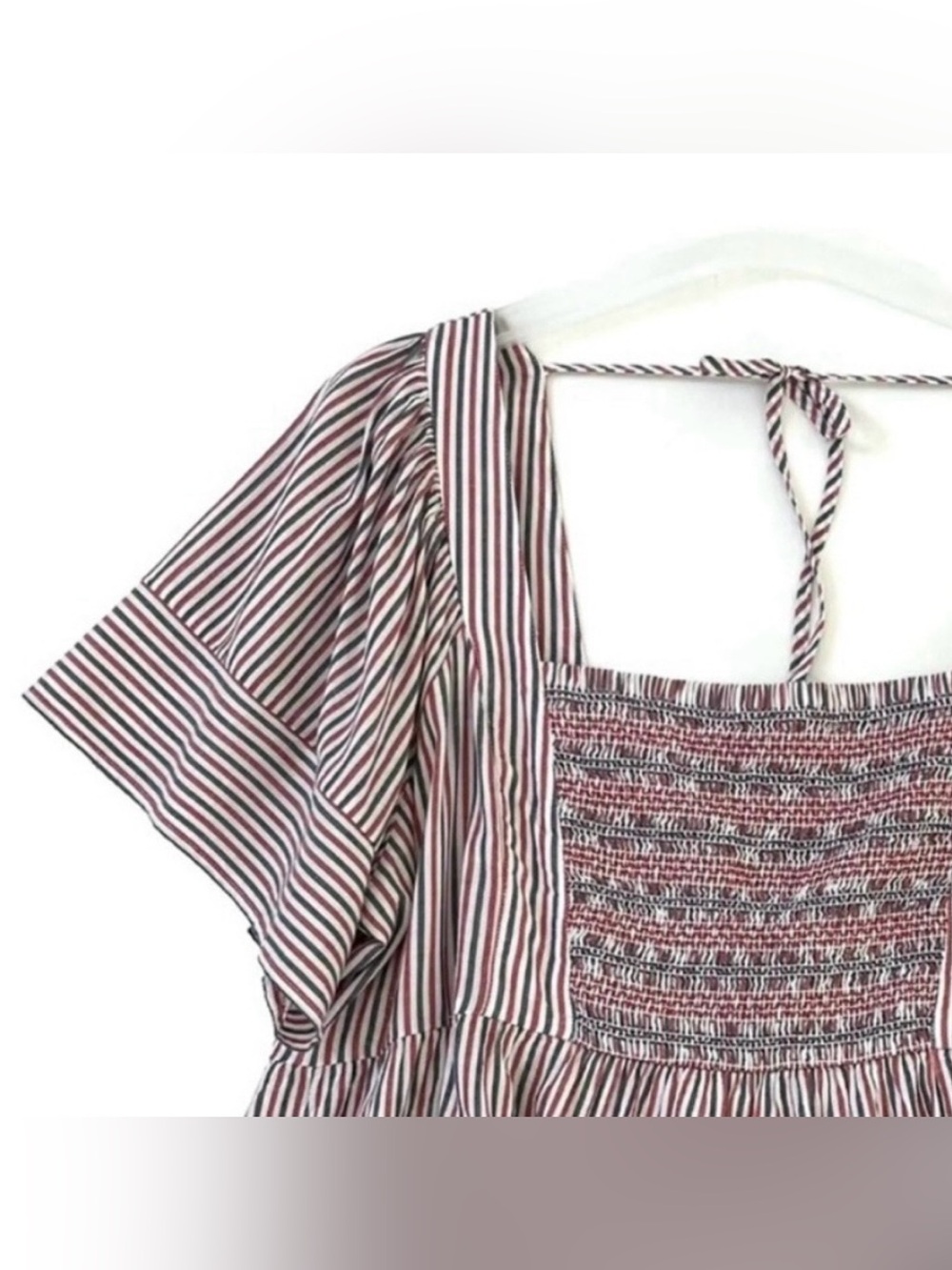 Old Navy Womens Top XXL Red White Blue Flutter Sleeve Smocked Boho Patriotic NWT - Picture 3 of 12